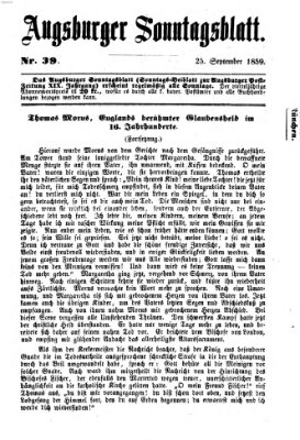 Augsburger Sonntagsblatt (Augsburger Postzeitung) Sonntag 25. September 1859