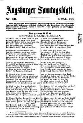 Augsburger Sonntagsblatt (Augsburger Postzeitung) Sonntag 2. Oktober 1859