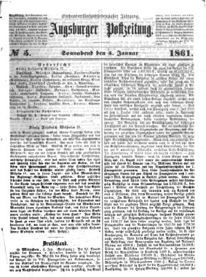 Augsburger Postzeitung Samstag 5. Januar 1861