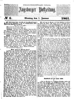 Augsburger Postzeitung Montag 7. Januar 1861