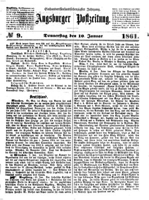 Augsburger Postzeitung Donnerstag 10. Januar 1861