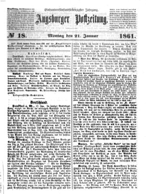 Augsburger Postzeitung Montag 21. Januar 1861