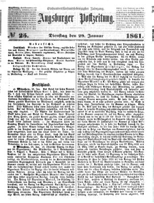 Augsburger Postzeitung Dienstag 29. Januar 1861