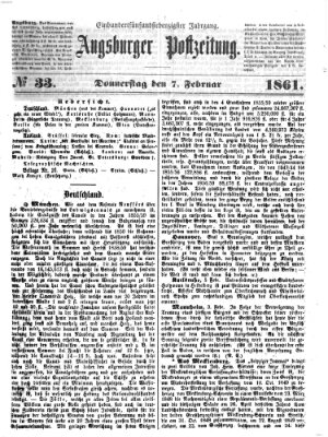 Augsburger Postzeitung Donnerstag 7. Februar 1861