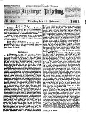 Augsburger Postzeitung Dienstag 19. Februar 1861