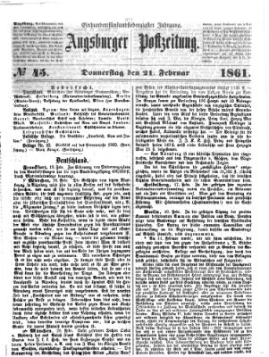 Augsburger Postzeitung Donnerstag 21. Februar 1861