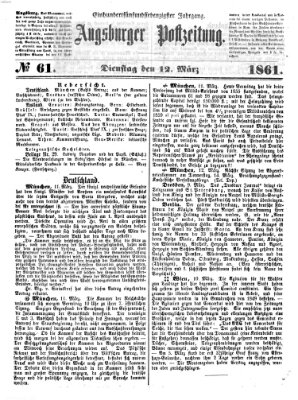 Augsburger Postzeitung Dienstag 12. März 1861