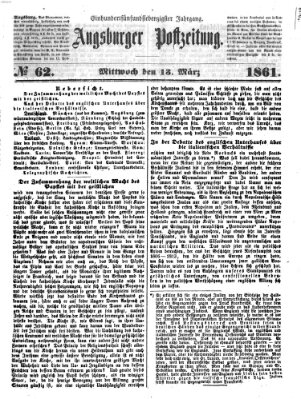 Augsburger Postzeitung Mittwoch 13. März 1861