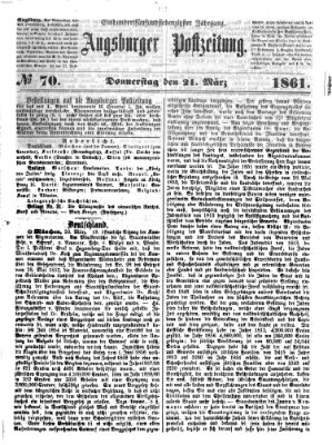 Augsburger Postzeitung Donnerstag 21. März 1861
