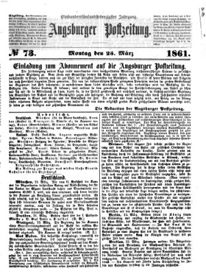 Augsburger Postzeitung Montag 25. März 1861