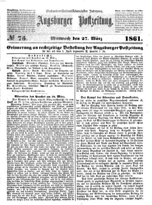 Augsburger Postzeitung Mittwoch 27. März 1861