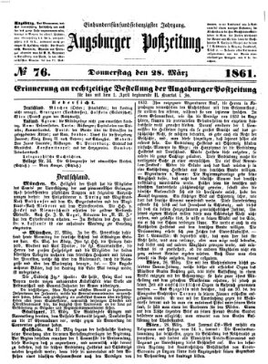 Augsburger Postzeitung Donnerstag 28. März 1861