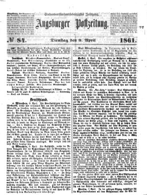 Augsburger Postzeitung Dienstag 9. April 1861