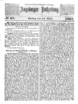 Augsburger Postzeitung Freitag 12. April 1861