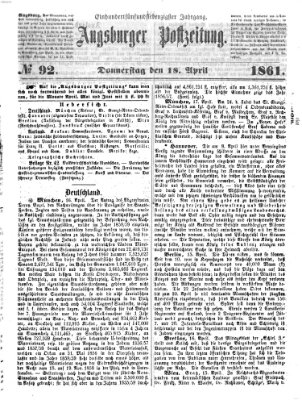 Augsburger Postzeitung Donnerstag 18. April 1861