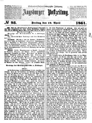 Augsburger Postzeitung Freitag 19. April 1861