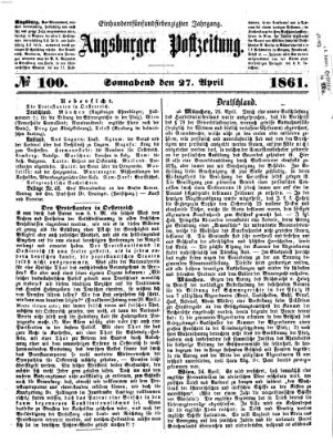 Augsburger Postzeitung Samstag 27. April 1861