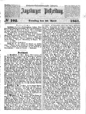 Augsburger Postzeitung Dienstag 30. April 1861