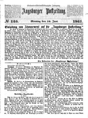 Augsburger Postzeitung Montag 10. Juni 1861