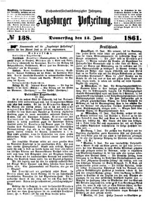 Augsburger Postzeitung Donnerstag 13. Juni 1861