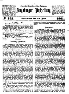 Augsburger Postzeitung Samstag 29. Juni 1861