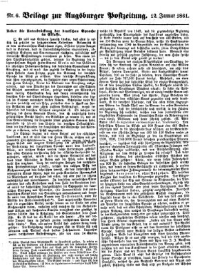 Augsburger Postzeitung Samstag 12. Januar 1861