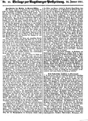 Augsburger Postzeitung Donnerstag 24. Januar 1861