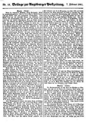 Augsburger Postzeitung Donnerstag 7. Februar 1861