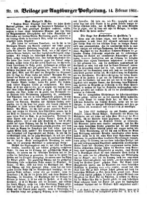 Augsburger Postzeitung Donnerstag 14. Februar 1861