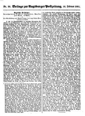 Augsburger Postzeitung Samstag 16. Februar 1861