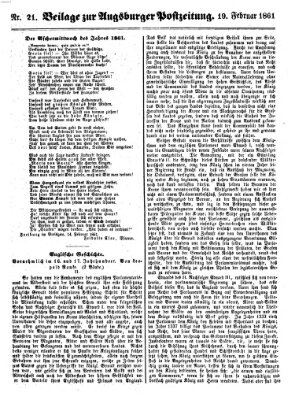 Augsburger Postzeitung Dienstag 19. Februar 1861