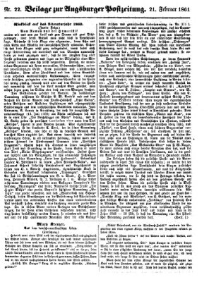 Augsburger Postzeitung Donnerstag 21. Februar 1861