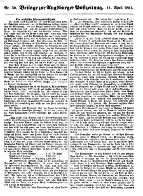 Augsburger Postzeitung Donnerstag 11. April 1861