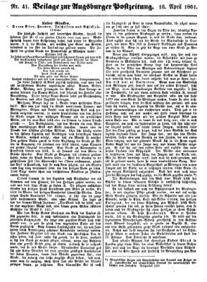 Augsburger Postzeitung Dienstag 16. April 1861