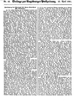 Augsburger Postzeitung Dienstag 23. April 1861