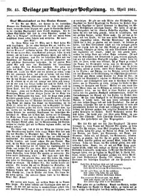 Augsburger Postzeitung Donnerstag 25. April 1861