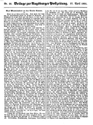 Augsburger Postzeitung Samstag 27. April 1861