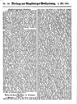 Augsburger Postzeitung Samstag 4. Mai 1861