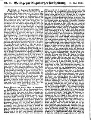 Augsburger Postzeitung Samstag 18. Mai 1861