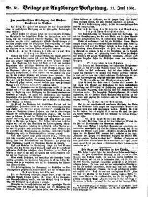 Augsburger Postzeitung Dienstag 11. Juni 1861