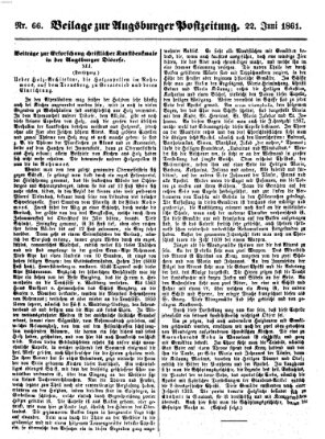 Augsburger Postzeitung Samstag 22. Juni 1861