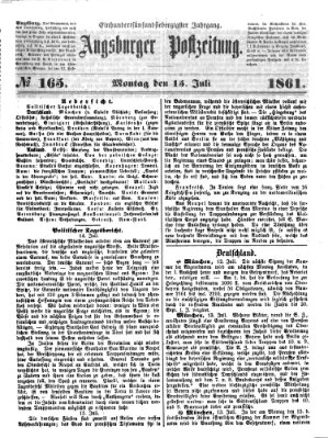 Augsburger Postzeitung Montag 15. Juli 1861