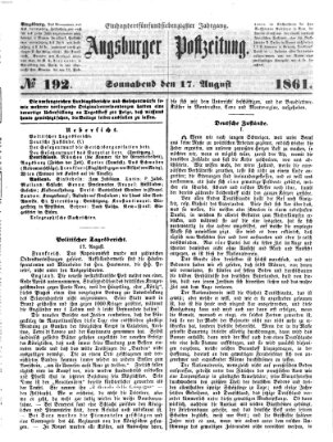 Augsburger Postzeitung Samstag 17. August 1861