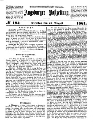 Augsburger Postzeitung Dienstag 20. August 1861