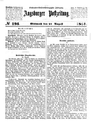 Augsburger Postzeitung Mittwoch 21. August 1861