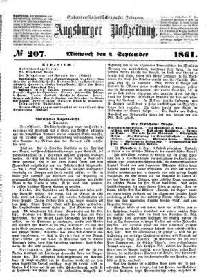 Augsburger Postzeitung Mittwoch 4. September 1861