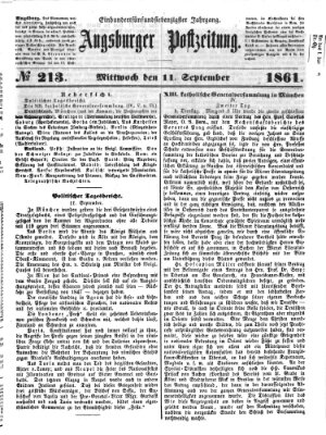 Augsburger Postzeitung Mittwoch 11. September 1861