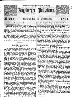 Augsburger Postzeitung Montag 16. September 1861