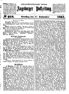 Augsburger Postzeitung Dienstag 17. September 1861