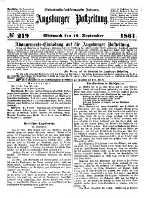 Augsburger Postzeitung Mittwoch 18. September 1861